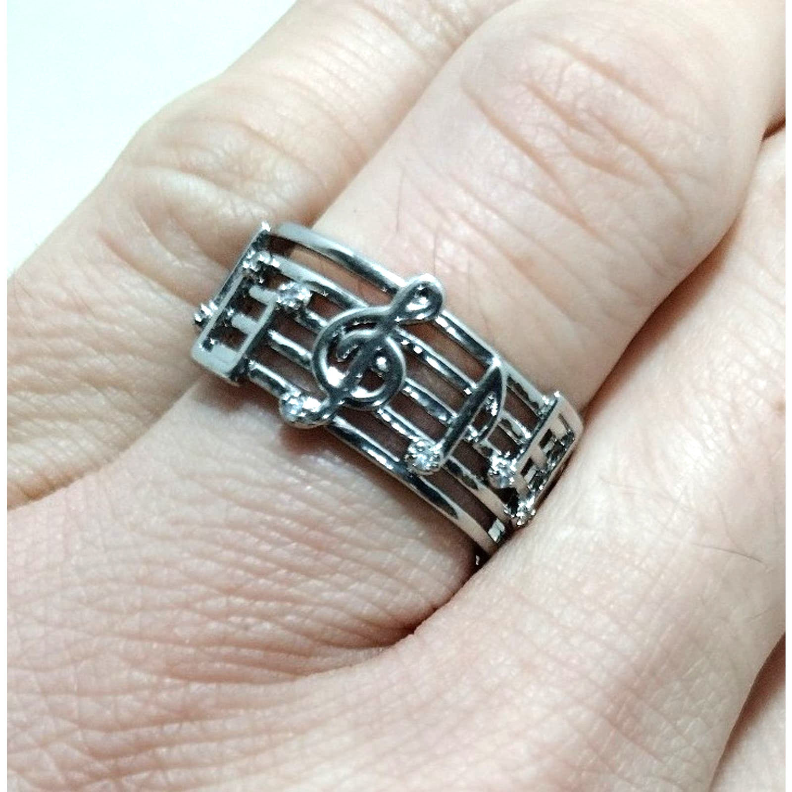 Silver Plated Musical Note Ring Fully Adjustable Sheet Music Jewelry 39$